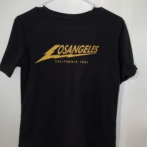 shein los angeles short sleeve black graphic top